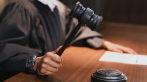 Judge holding a gavel