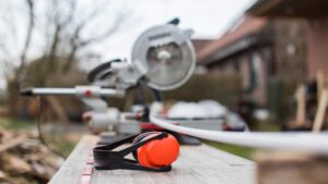 Hearing protection in front of a table saw