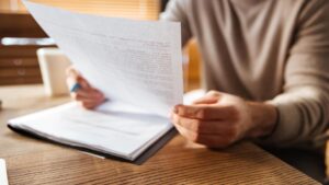 A man reading documents