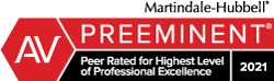   Martindale-Hubbell AV Preeminent Peer Rated for Highest Level of Professional Excellence 2021 award