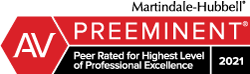 Martindale-Hubbell AV Preeminent Peer Rated for Highest Level of Professional Excellence 2021 award