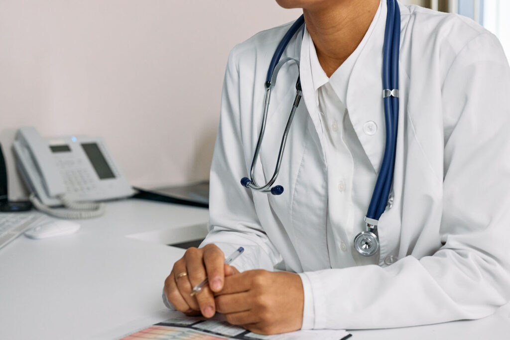 doctor sitting at desk